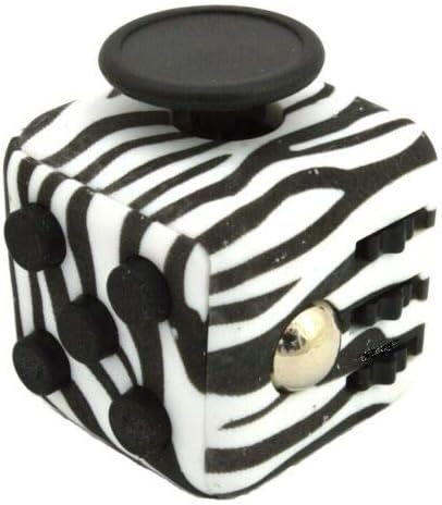Hexa 6-Sides Fidget cube Relieves Stress Anxiety for Children & Adults Anxiety Attention Toy-Skulls (Zebra)