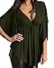 ZANZEA Sexy Women Loose V-neck Batwing Short Sleeve Tops Blouse Shirts Army Green 16