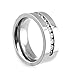 Will Queen 8mm White Titanium Classic Wedding Bands with Brilliant Diamond Inlay for Men High Polish Women's Engagement Tungsten Bands Flat Couple Matching Ring 10