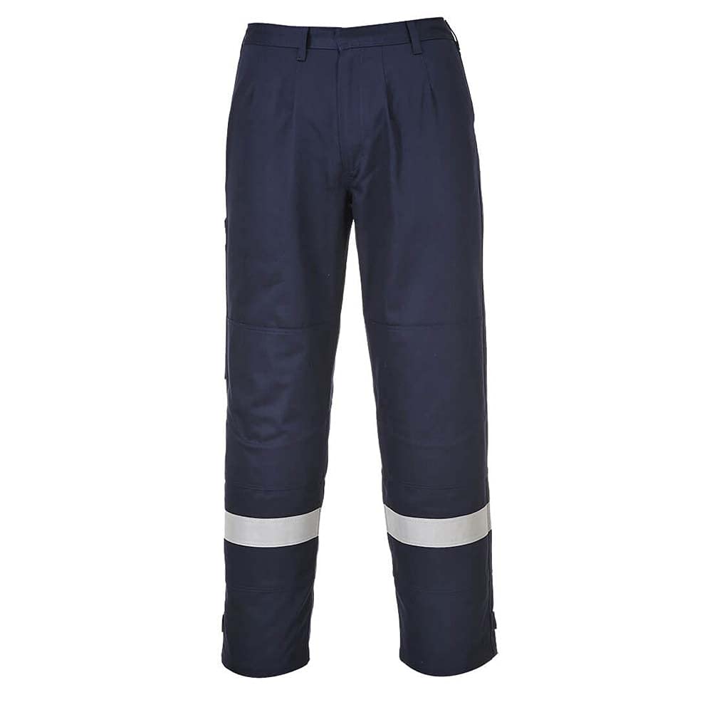 Portwest FR26 Bizflame Work Flame Resistant Trousers High Visibility Reflective FR Pants CE CAT III ATEX Welding Protection Triple Stitched Workwear, Navy, XXXL