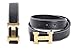 Women's H Reversible Leather Belt With Removable Buckle Black w Gold Buckle  110 cm - (43