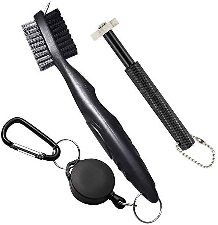 NuRich Golf Tool Set | Retractable Golf Club Brush and 6 Heads Golf Club Groove Sharpener for Golfers | Practical Sharp and Clean Kits for All Golf Irons | Black NuRich Golf Tool Set | Retractable Golf Club Brush and 6 Heads Golf Club Groove Sharpener for Golfers | Practical Sharp and Clean Kits for All Golf Irons | Black