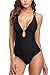 Vegatos Women Sexy Deep Plunge One Piece Swimsuit Lace up Monokini Bathing Suits