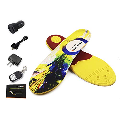 Dr.warm Heated Insoles Rechargeable Battery Heated Insoles with Car Charger Wireless Remote Control Foot Warmer for Hunting Fishing Hiking [L]