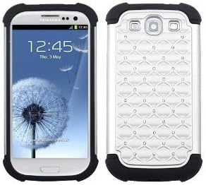 Asman Studded Diamond Protective Case Black Skin White Pc and Free Screen Protector for Samsung Galaxy S3/i9300