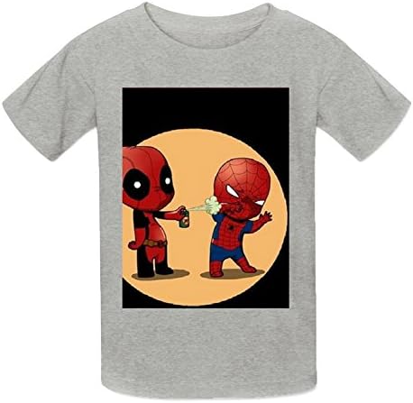 Kidsloveit Kids Boys' Spiderman and Deadpool Cotton Crew Neck T Shirts L Grey
