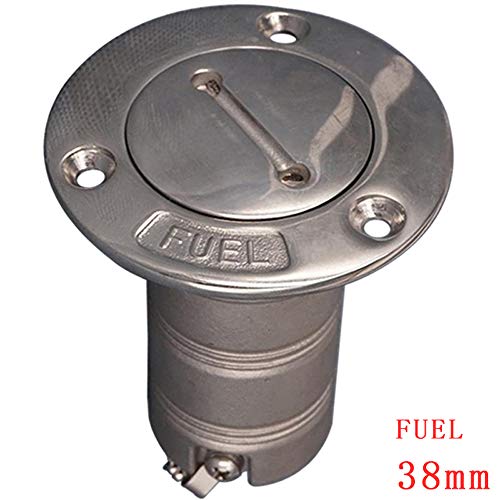 VIGORWORK 1.5inch Silver 316 Stainless Steel Boat Marine Deck Fuel Tank Filler with Pull Out Lug Fit for 38mm Fuel Hose