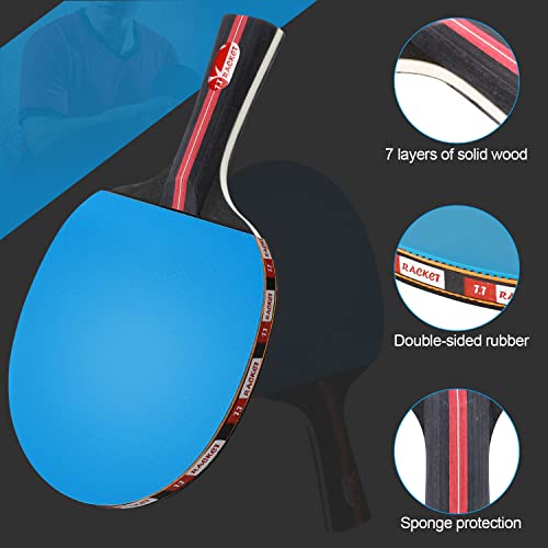 Ping Pong Paddles Set, 4 Table Tennis Paddles,8 Balls ,Retractable Ping