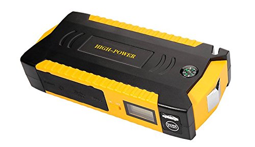 Auto Portable Power Pack 12V, Car Jump Starter, Auto Battery Charger Pack, Car Power Bank Pack with 4 USB Charging Ports, Compass, LED (Up to 6L Gas, 3.0L Diesel, 600A Peak,18000mAh, Yellow)-DaGuan