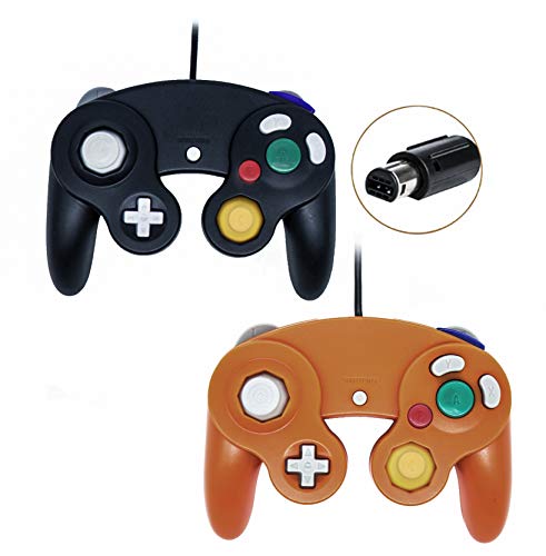 Poulep Wired Gamecube Controllers for Nintendo Wii Game Cube Switch Console (Black and Orange) - Thumbnail 6