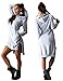 Overmal dress Women's v-Neck Solid Long-Sleeve High-Low Straight Dress, Gray, X-Large