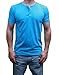 Henley Mens  Short Sleeve TShirt with 3 Buttons, Aqua Heather, Large