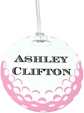 Golf Bag Tag personalized with Name and optional Name and Address for Golf Bag, Personalized Gift for Women Pink golf ball tag custom with Name