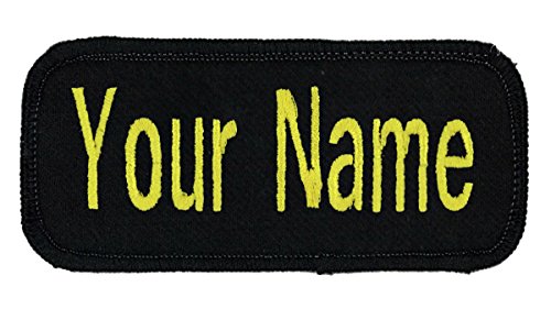 Name patch Uniform or work shirt personalized Identification tape Embroidered Sew On or Hook Fastener, Black / Black Arial, SEW ON