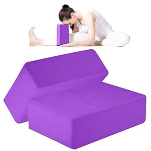 ANJUU Yoga Block 2 Pack High Density EVA Foam Blocks, Non-Slip Surface Cork Yoga Brick 9″x6″x3″Eco-Friendly EVA Foam Exercise Blocks Set for Improve Stretching Yoga/Pilates/Meditation- Light Purple