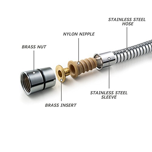 ComfortHome 69 inch Stainless Steel Shower Hose Replacement, Polished Chrome