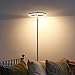 Brightech Halo Flippable LED Torchiere Super Bright Floor Lamp - Tall Standing Modern Pole Light for Living Rooms & Offices - Dimmable Uplight for Reading Books in Your Bedroom etc - Platinum Silver