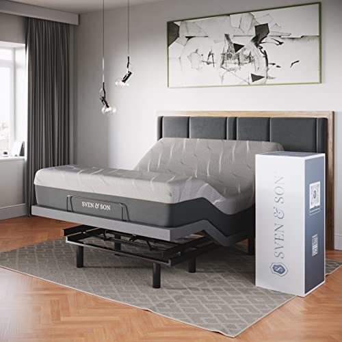 Sven & Son Queen Adjustable Bed Base Frame + 10" Luxury Cool Gel Memory