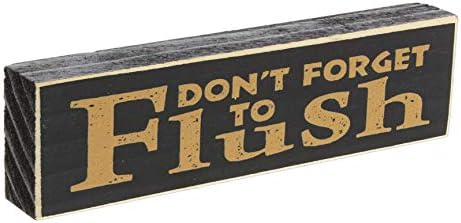 Poor Boy Woodworks 5.5" x 1.5" Decorative Wood Block Shelf Sitter (Don't Forget to Flush)