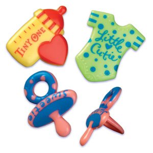 Baby Shower Onesie Pacifier Bottle Decorative Cupcake Rings/Cake Topper