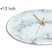PATGO Glass Marbling Silent Wall Clock for Living Room Decor, 12 Inch Modern Marble Non Ticking Decorations for Aesthetic Bedroom and Office(Battery Operated)