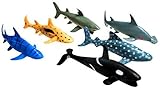 Shark Toy Figures 7 Inches - Ocean Animals, Bath Toys Rubber Figures - 6 Pieces Set
