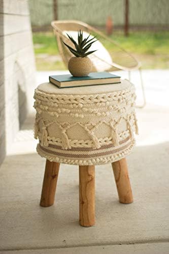 Kalalou NES1009 Macrame Stool with Wooden Legs