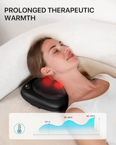 ALLJOY Shiatsu Back and Neck Massager with Heat – 3D Kneading Massage Pillow for Deeper Tissue Relief in Shoulder, Leg, Foot – Relieve Muscle Pain, Relax Gift for Him Her Dad Mom,Father-s Day Gifts