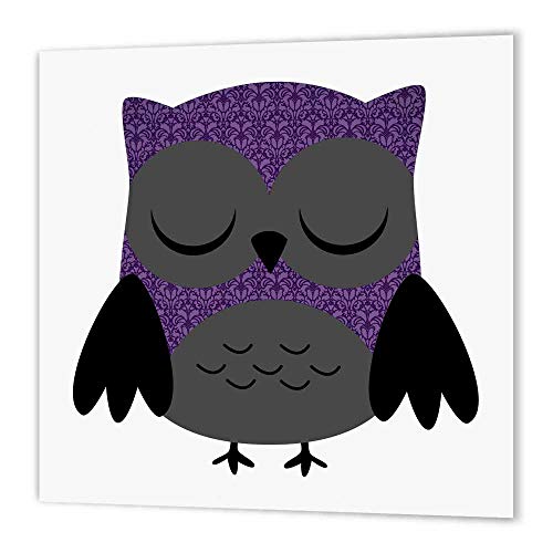 3dRose ht_61036_1 Pretty Purple Damask Owl-Iron on Heat Transfer for Material,…