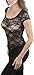 ToBeInStyle Women's Full Lace Scoop Neck Short Sleeve Top - Black - Large