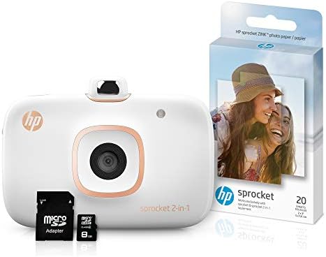 HP Sprocket 2-in-1 Portable Photo Printer & Instant Camera Bundle with 8GB MicroSD Card and ZINK Photo Paper – White (5MS95A) HP Sprocket 2-in-1 Portable Photo Printer & Instant Camera Bundle with 8GB MicroSD Card and ZINK Photo Paper – White (5MS95A)
