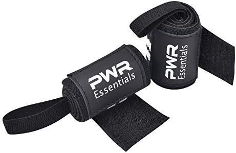 PWR Essentials Elastic Wrist Wraps - 12 inch Pair Fitness, Powerlifting, Bodybuilding, Weight Lifting, Cross-Training Wrist Supports Weight Training Hook Loop Grip