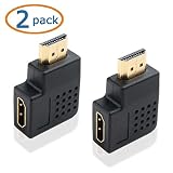 WOVTE HDMI Right Angle Port Saver Adapter Male to Female 270 Degree Vertical Flat Right Pack of 2