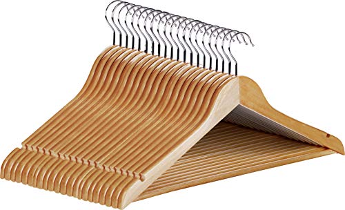 Utopia Home Premium Wooden Hangers - (Pack of 20) - Suit Hangers - Natural Finish