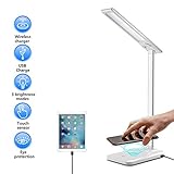 AUSPICE Desk Lamp, Led Desk Lamp with Wireless Charger, 3 Lighting Modes and Adjustable Brightness USB Desk Lamp,Touch Control Dimmable Desk Lamp for Computer,Study,Kids,Home