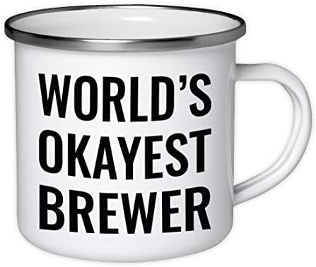 10oz Enamel Mug, World's Okayest Engineer, Enamel Metal Camping Camp Cup Christmas Birthday Present Ideas