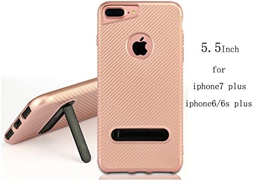 iphone7 plus Case,Xstyle iphone6/6S plus rubber coated carbon fiber TPU case with kickstand for 5.5 inch Apple iphone6 plus iphone7 plus (Rose Gold)