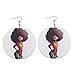 KISSFRIDAY African Women Wooden Painted Ethnic Girl Pattern Pendant Personality Jewelry