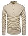 NEARKIN (NKNKN350 Beloved Men Henley Neck Long Sleeve Daily Look Linen Shirts Beige US XL(Tag Size XL)