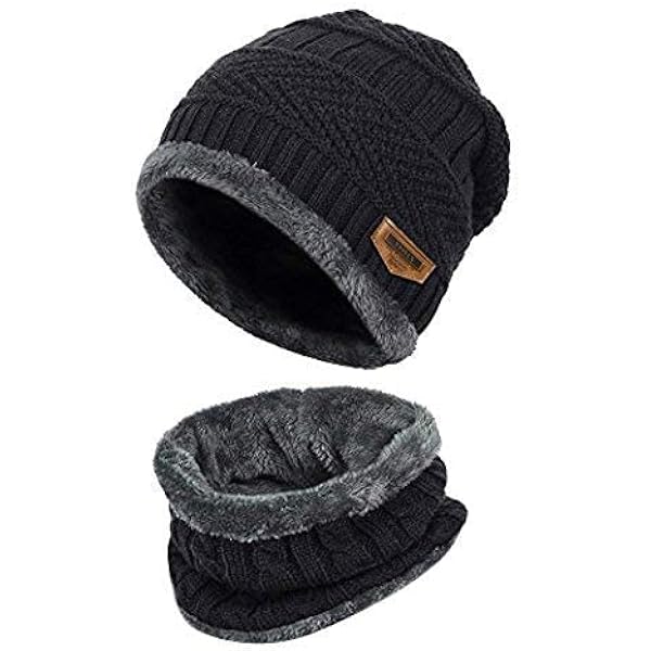 Chunky Knit Beanie Scarf Set Warm Winter Skull Cap Fleece Lined Unisex 71sCGy+9Y9L._AC_UY350_.jpg main image 4