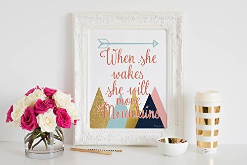 Let Her Sleep for when She Wakes Art Print, Pink Brown Art Print, Nursery Decor, Home Office Children's Bedroom Wall Art, Baby Shower Gift, Little Girl's, Inspirational Quotes