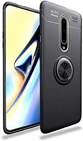 Shockproof Beautiful Standing Ring Back Cover Case with Camera & Screen Protection Compatible for One Plus 7 Pro - Black by ZEEK