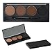 Weksi 4 Colors Pro Eyebrow Cake Powder Eye Brow Palette Makeup Shading Kit with Brush Mirror Set