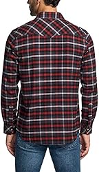 CQR Men's 100% Cotton Plaid Flannel Shirt, Long