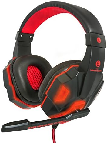 Bass HD Gaming Headset By El Perfecto Gaming: Padded Stereo Headphones EL2020 Hot USB 3.5MM LED Lighting Surround Headset Headband with Mic for PC/Mac/Laptop Computer Game-Not Support Xbox/PS4