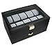 Ikee Design Deluxe Black Watch Display Case With Key Lock, Clear Glass Top, 20 Watch Holders