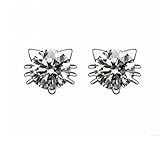 18k White Gold Plated Swarovski Crystal Zircon Mini Cute Lovely Cat Earrings Stud E160