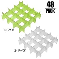 KINJOEK 48 PCS DIY Drawer Divider Organizers, Plastic Desk Drawer Separators for Organizing Drawers Desktop (24 Green, 24 White)