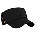 Men's Cotton Flat Top Peaked Baseball Twill Army Millitary Corps Hat Cap Visor (Black-Three Holes)