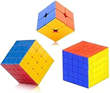 Mayatras Combo of 2X2 High Speed Stickerless Speedy Rubik Magic Puzzle Cube,RS Completely Stickerless 5X5X5 Wind Speed Rubik Cube Puzzle & 4 by 4 Stickerless Magic Speed Cube
